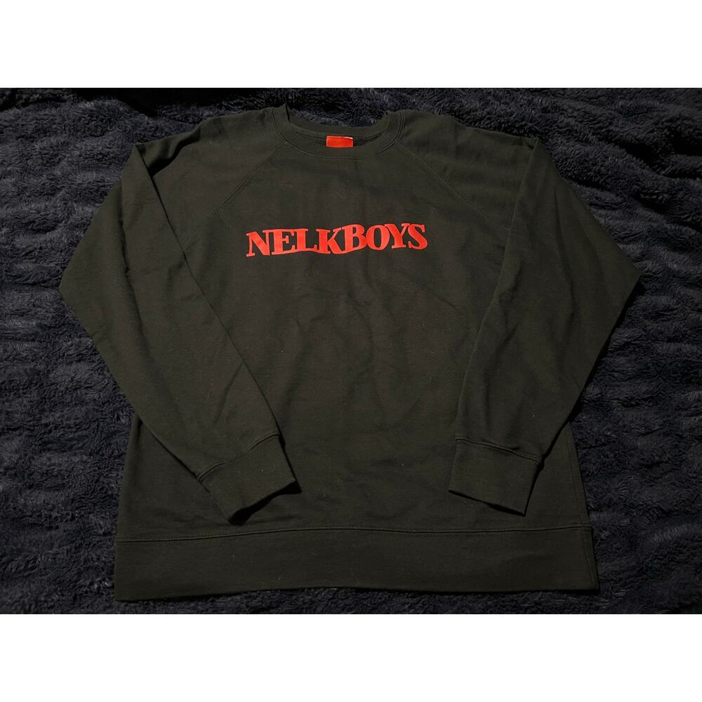 NELK Boys Full Send Sweatshirt Men’s Large Black Crewneck Streetwear NWOT